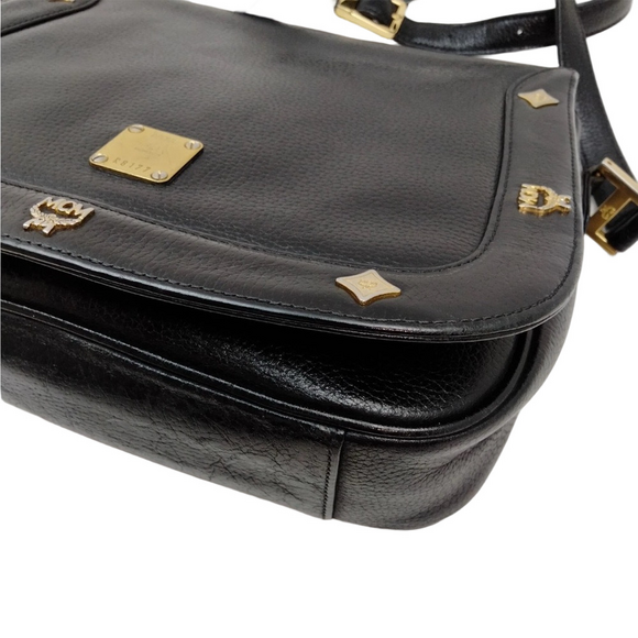 MCM Black Leather Shoulder Bag with COA EUC - Picture 8 of 17